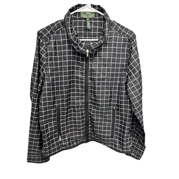 Ralph Lauren Active Windbreaker Womens Large Black white Lightweight - Picture 8 of 11